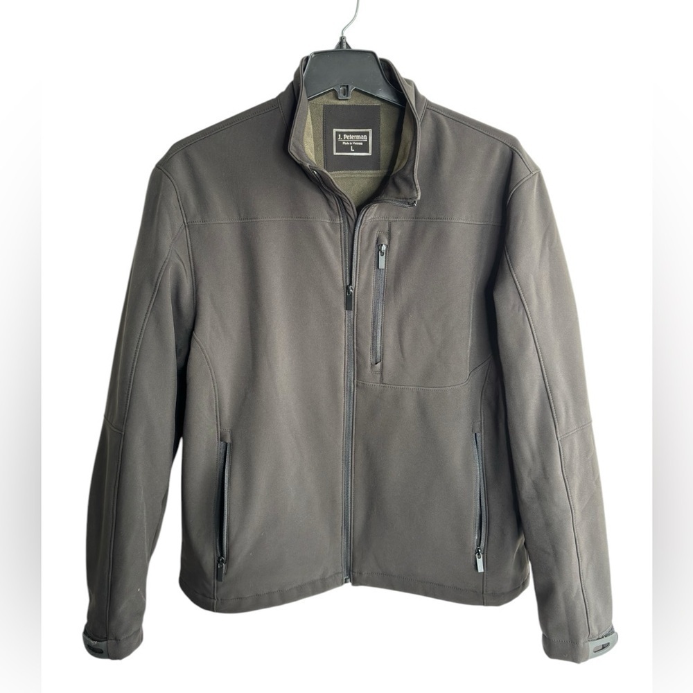J. Peterman Jacket Large Dark Brown Black Preppy Casual Commute Traveler Coat